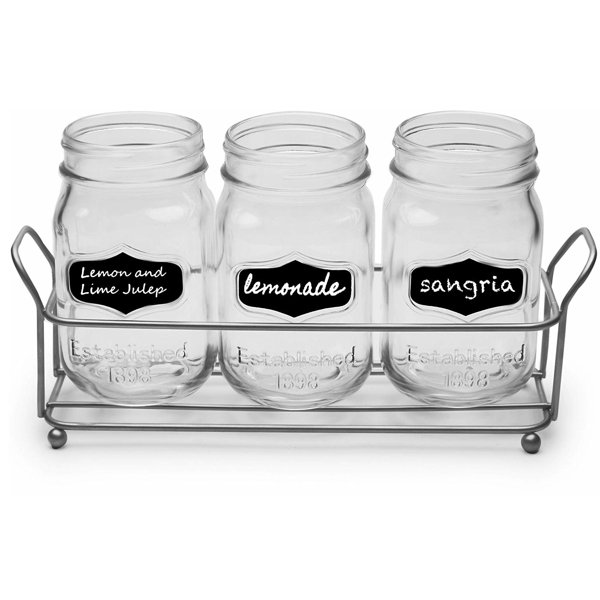 Gracie Oaks Gloucester 3 Piece 17oz. Glass Mason Jar Glassware Set